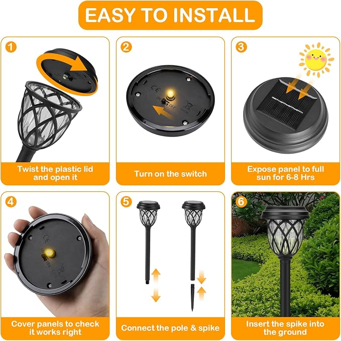 Solar Lights Outdoor 12 Pack, IP65 Waterproof Garden Landscape Lighting for Patio Yard Driveway（Warm White）