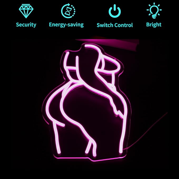 Neon Sign - HSJNJKFU Lady Neon Signs for Wall Decor Beer Bar Light Signs for Man Cave Decor Pink Women LED Neon Sign for Room Birthday Party USB Powered