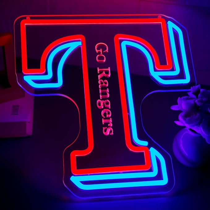 Baseball Neon Sign for Wall Decor Texas Baseball Neon Light for Man Cave | Dimmable Led Neon,Fans Birthday Baseball Gifts,5V USB Powered, Men's Bedroom,Sport Bar Decor,Club,Garage Wall Art,13.8*11.8in