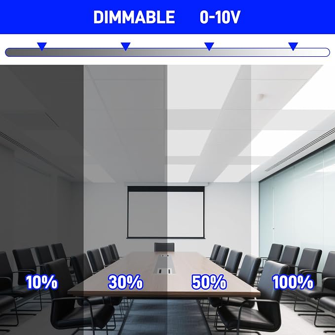 hykolity 2x4 LED Flat Panel Light,Dimmable,Selectable,Drop Ceiling,6 Pack | DLC Listed 0-10V Dimmable 40W/50W/60W 4000K/5000K/6500K 115LM/W Recessed Lights for Office Classroom Hospital Retail Garage