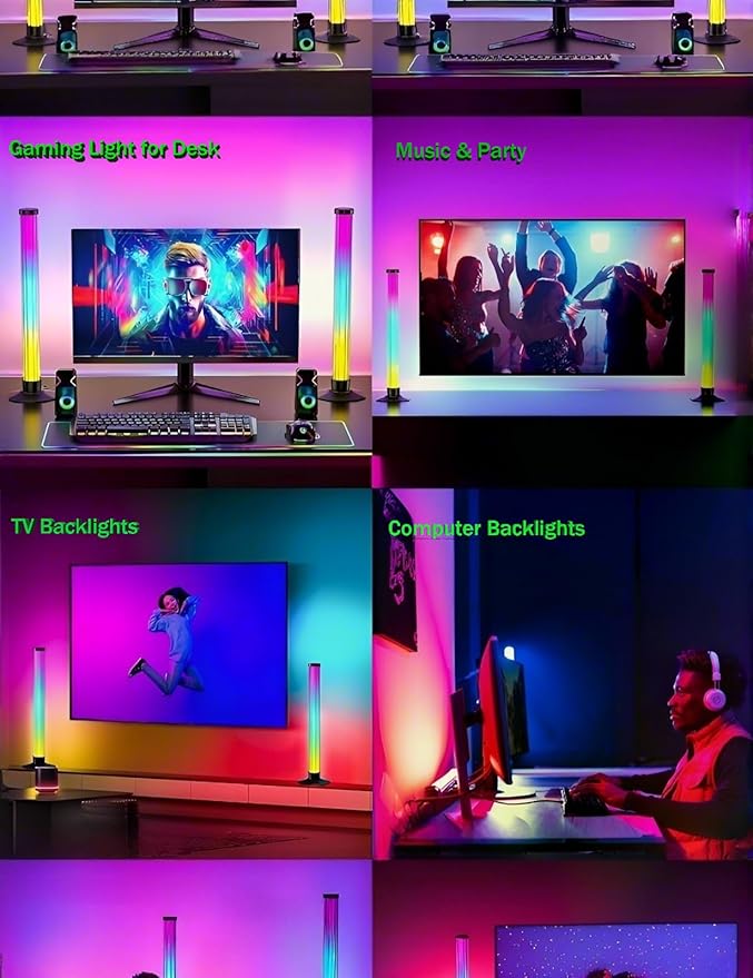 RGB Light Bar, TV Backlights 360 Degree Light Emitting USB Powered, Gaming Ligting, APP and Remote Control, Music Sync, Color Changing Ambient Lighting for Desk, TV, PC, Monitor, Party