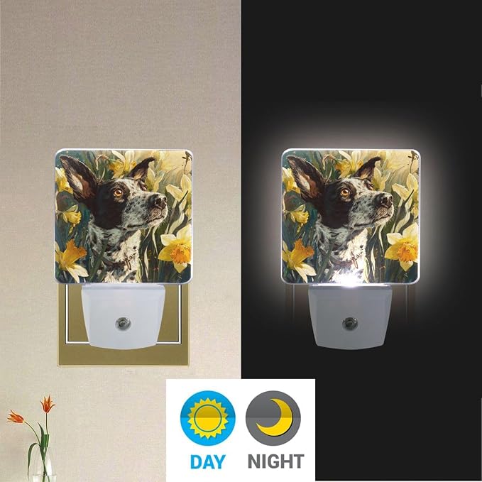 Puppy Dog Night Light Dusk to Dawn Sensor LED Night Dimmable Nightlight Lights Plug into Wall for Living Room