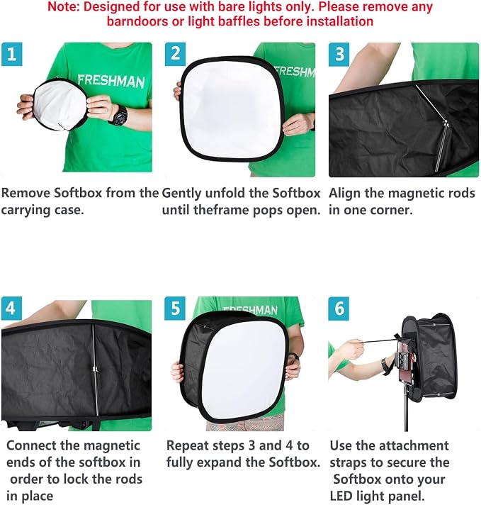 NEEWER 2 Pack LED Light Panel Softbox for 660 480 Video Light, Outer 16.3"x6.5", Inner 9.8"x8.7" Foldable Diffuser for Photo Studio Shooting
