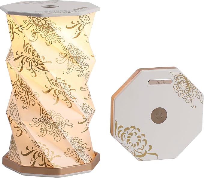 Birthday Flower Folding Lamp, Paper Lantern Lights, Japanese Gifts | Rechargeable Paper Light, Elegant Gift Box – Ideal Anniversary, Birthday Gift for Women, Mom, Grandma-White Chrysanthemum