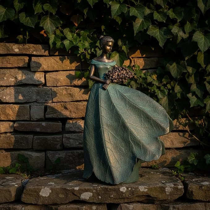 Guichifun Fairy Statue 22IN Leaf Angel Girls Resin Home Decoration | Large, For Outside or Inside, Rustic Garden Outdoor Yard, Fantasy Figurines Gift