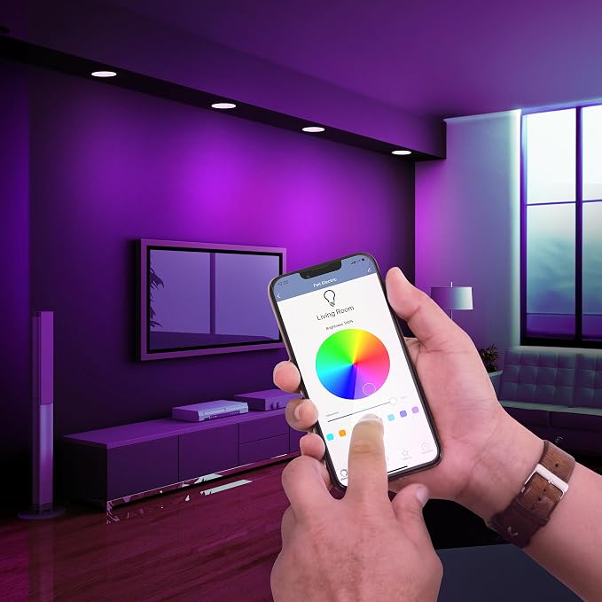 Feit Electric Smart Recessed Light, Fits Most 5-6" Can Housing, Works with Alexa or Google Assistant, Dimmable, 75W Equiv, 1000 Lumens, 2.4GHz WiFi Color Changing Downlight, LEDR6/RGBW/AG/2/4, 8 Pack