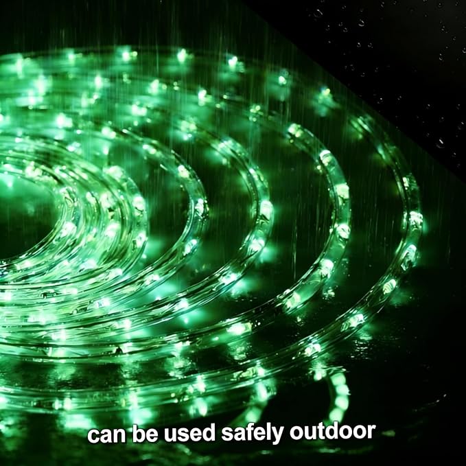 LED Rope Lights, 99ft 110V Waterproof Rope Lights for Outside, Outdoor String Lights, Ideal for Eaves, Backyards Garden, Christmas Decoration(Green)