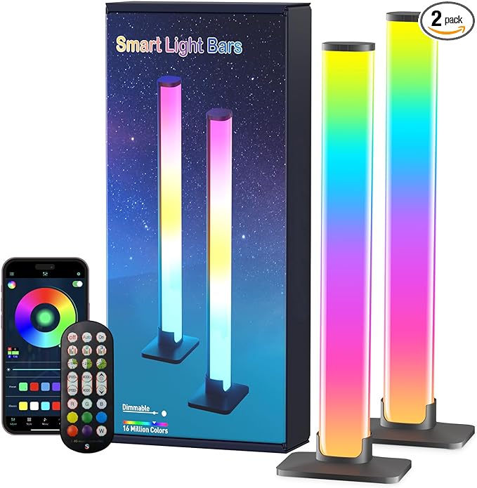 Barhootao RGB Light Bar,Smart LED Light Bar for Room,16 Million Colors,Three Control Modes,Dynamic Music Sync Mode,213 Preset Modes,USB Interface（Without Adapter）