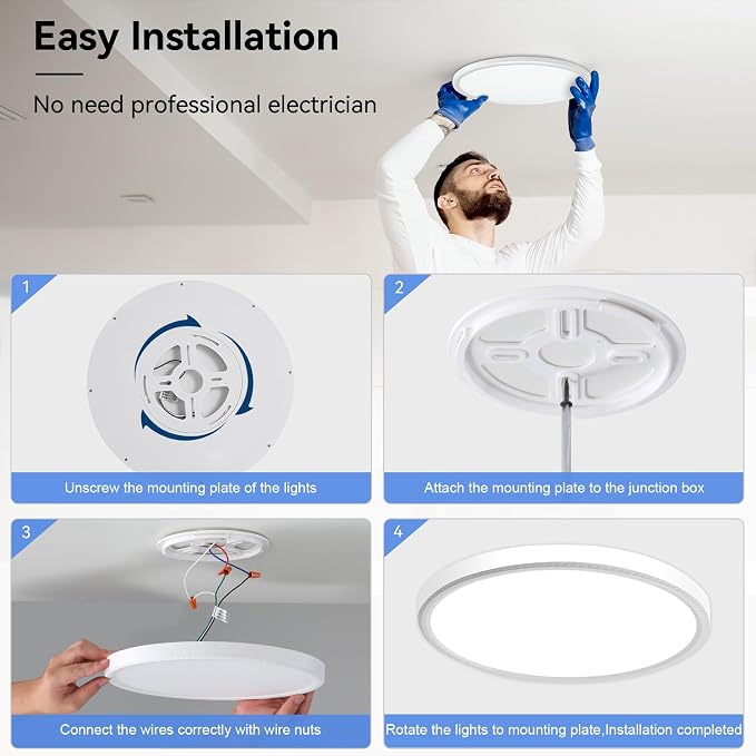 hunhun 12 Inch Dimmable LED Flush Mount Ceiling Light Fixture 28W 3200LM 5 Color Temperature in One Super Slim Round Ceiling Lamp Low Profile Ceiling Lights for Living Bedroom Kitchen Laundry White