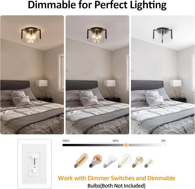 Black Flush Mount Ceiling Light Fixture, 3 Light Modern Entryway Light Fixture Ceiling Mount, Close to Ceiling Light Fixtures, Kitchen Lighting Fixtures Ceiling Lights for Bedroom Bathroom Hallway