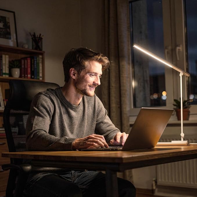 ELECTRI Desk Lamp for Home Office, 5 Color & Stepless Dimming, Eye-Caring | 360° Rotatable, Touch Control, with USB-C Output Port, for Study, Reading, Work, Nail Art, Craft, Puzzle, with Adapter