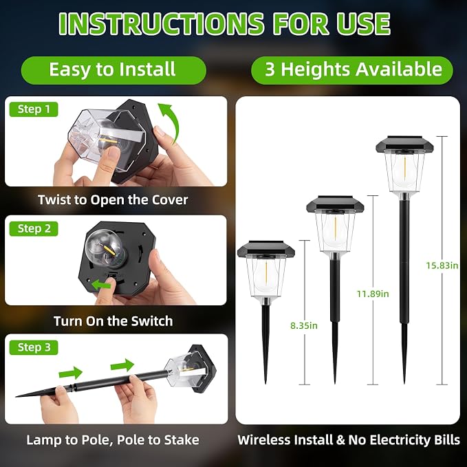 16Pack Solar Pathway Lights Outdoor, Warm White LED Waterproof Solar Lights | Garden Light Solar Powered, Long Lasting, Auto On/Off, 3000K, Stake Landscape Lighting for Outside, Walkway, Lawn, Yard Decor