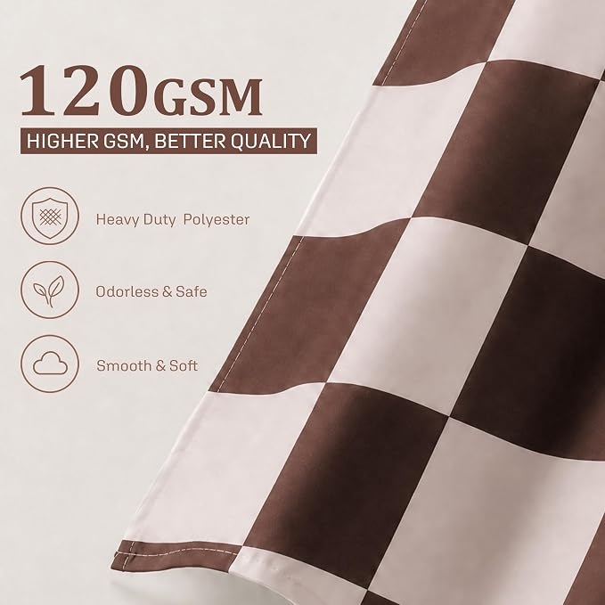 Ohocut Checkered Shower Curtain, Khaki Beige Shower Curtains for Bathroom, Cute Retro Checkboard Shower Curtain Vintage Aesthetic, Washable Fabric Bath Curtain 72''x72''