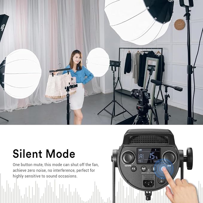 Godox SL150III 160W LED Video Light, 73,600Lux SL150W LED Continuous Light, Studio Bright with Bowens Mount Bluetooth APP Control, 8 FX Effects, Silent Mode for Photography&Filming