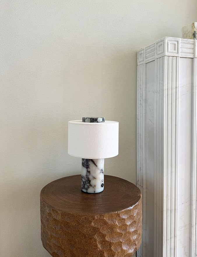 BSOD Marble Lamp, Stone Table Lamps Rechargeable Modern Decorative Touch Dimmable Cordless Luxury Design Bedside Lamp for Home Decor, Bedroom, Living Room & Office (Rechargeable Calacatta Viola Lamp)