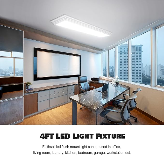 Dimmable 4FT LED Wraparound Light, Selectable 3 Color Temperature 3000K/4000K/5000K CCT 50W 5500LM 4 Foot Kitchen LED Light Fixture, Flush Mount 48 Inch Ceiling Lighting Fixture, 1 Pack