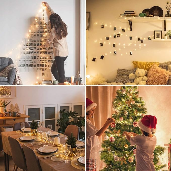 LE LIGHTING EVER String Lights 33ft with 100 LEDs, Waterproof Copper Wire Lights, Outdoor & Indoor Decorative Fairy Lights for Bedroom, Patio, Garden, Party, Wedding, Christmas and More | Warm White 3000K, Thin Copper Wire, Waterproof, Steady-on, Indoo...