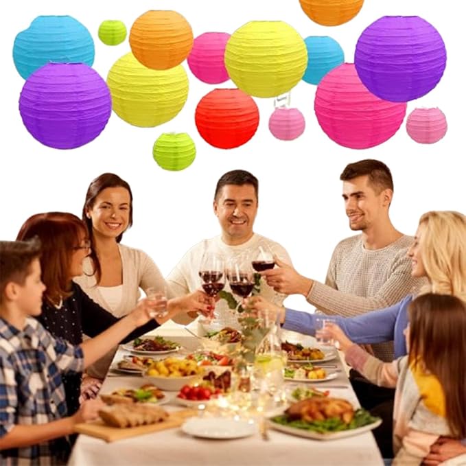 Colorful Paper Lanterns Decorative,Hanging chinese lanterns Indoor Outdoor for Birthday, Wedding, Christmas, Bridal, Home Decor, ceiling decorations(Size of 4”, 6”, 8”, 10”,12Pcs)