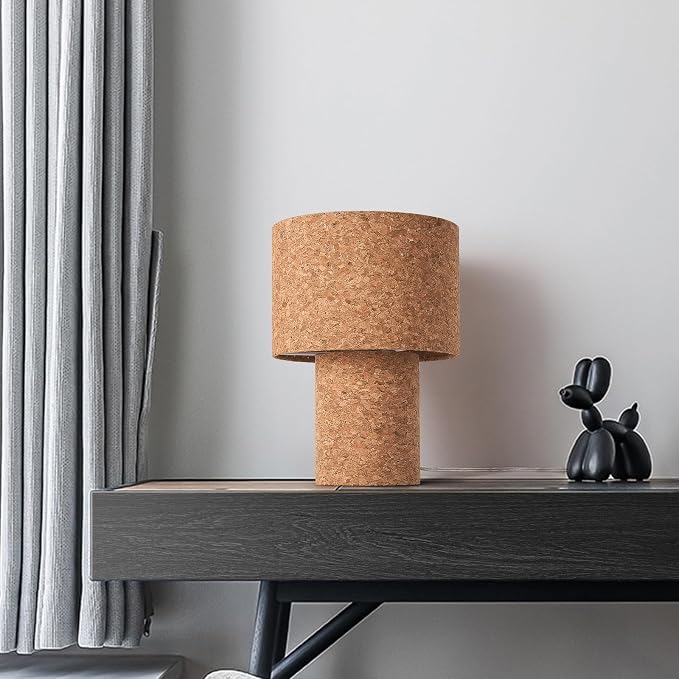 Ziqqeelam Rustic Small Table Lamp with Natural Bark Linen Lamp Shape, Farmhouse Bedside Lamp for Nightstand, Side Table Lamp for Kitchen, Office, Reading Desk, 12.2 Inch, E26 Socket, ON/Off Switch