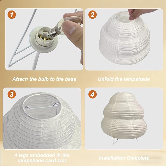 YY YEARCHY Table Lamp Paper Lamp Desk Standing Lamps with Rice Paper Shade for Bedroom Livingroom (Cloud 2 Pack)