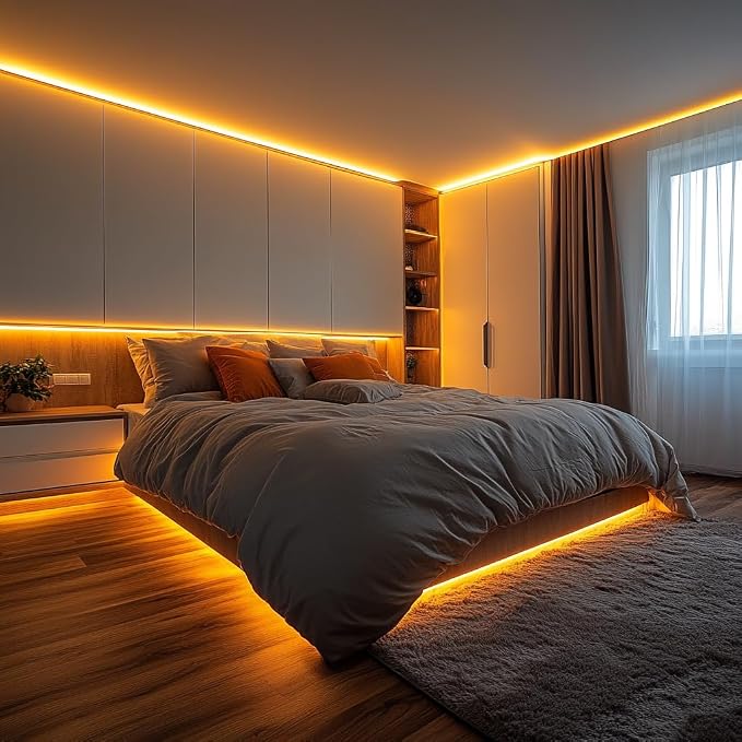 LED Strip Lights 24V COB Gold Yellow Dimmable led Lighting16.4ft (Kit) | Super Bright, Dotless High Density 7.2W/m, 8mm Width Cuttable Flexible, Home DIY Commercial Decoration