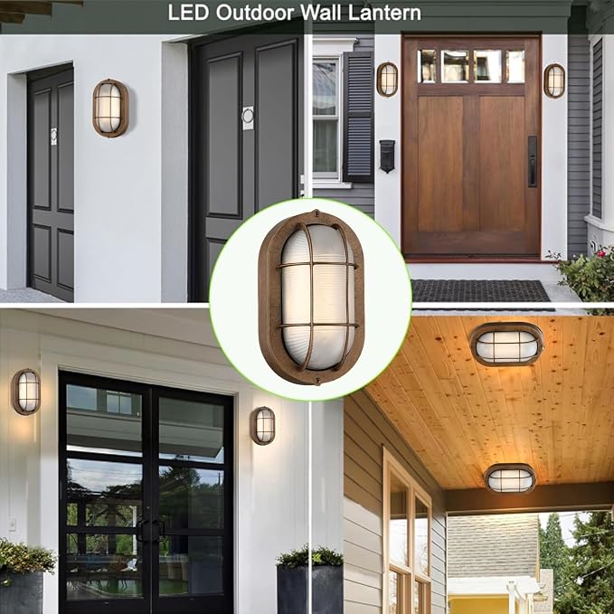 WISBEAM LED Bulkhead Light Bronze, Outdoor LED Wall Light for House, Dimmable, 6W Replace 60W, 450 Lumen 3000K Daylight White 80CRI, Waterproof, ETL Rated