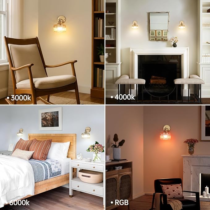Shenmoyl Vintage Battery Operated Wall Sconce with Amber Striped Glass Lampshade 5000 mAh Rechargeable Battery Powered Wall Light with Remote Control for Bedside Bedroom Doorway, Set of 2