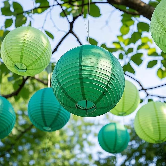 Green Paper Lanterns 12Pcs Hanging Lanterns for Birthday Party, Wedding, Home Decor, Baby Shower Festive Decoration