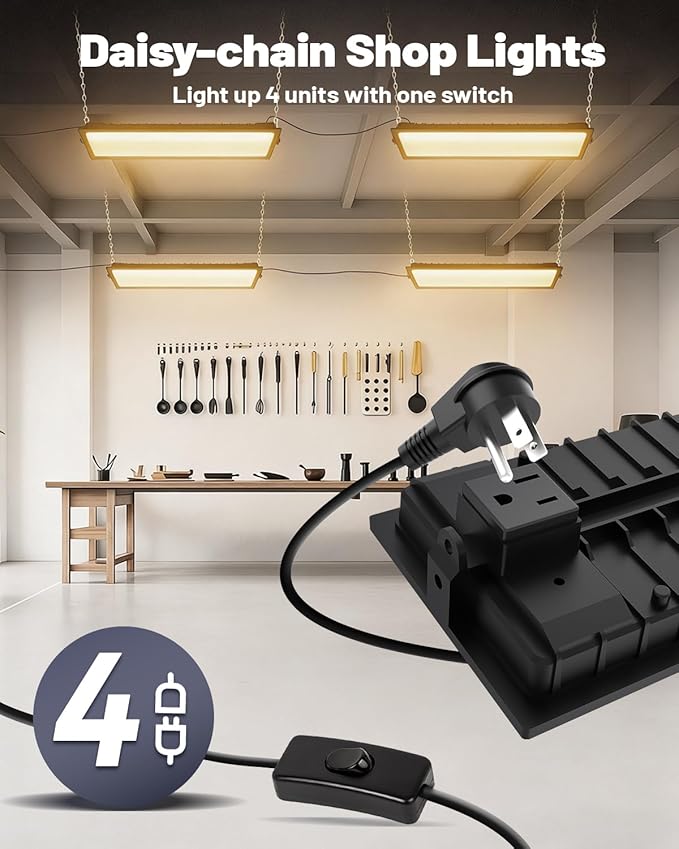 2 Pack Linkable LED Shop Lights, Ultra Bright 100W 15000LM Aluminum Plug in Garage Light w/ 9.84ft Power Cord, 3000K Work Light Bay Lighting for Garage, Workshop, Warehouse