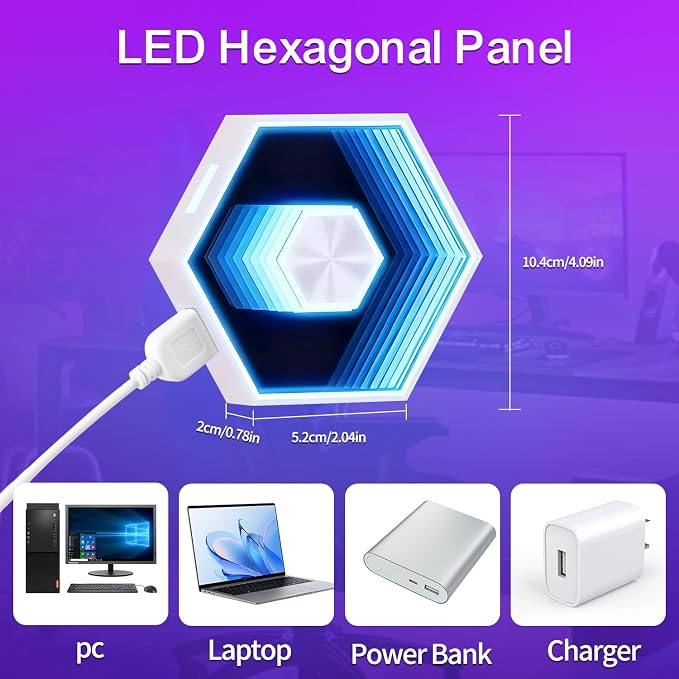 6 Pack Hexagon Lights Wall Panel | Hexagonal Led Lights Room Decor Wall Lights Smart APP Music Sync Honeycomb Shape Panels Hexagon Gaming Lights Bedroom Decor