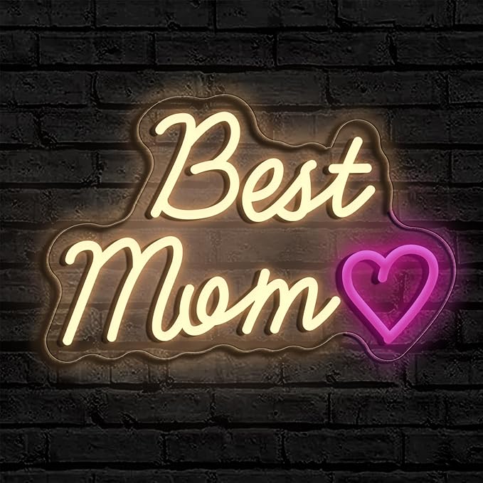 Best Mom, Dad, Son, Daughter, Sister, Husband Neon Light Sign LED Light Sign Suitable for Living Room, Bedroom, Kids Room Wall Decor, Father's Day, Mother's Day, etc. Best Gift for Family