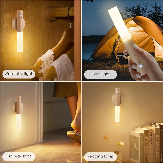 Montford Wall Sconces Set of Two Battery Operated, Motion Sensor Night Light Magnetic Wall Light Rechargeable Wall Sconce, Peel and Stick Sconce Lights for Hallway