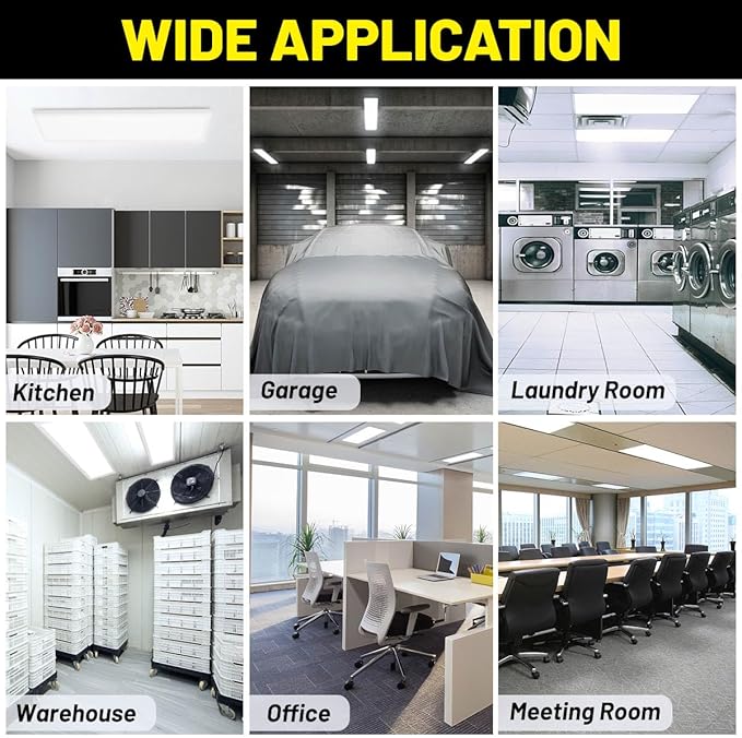 1x4 Led Flat Panel Light Surface Mount 2-Pack, 40W/4980LM, 5CCT 3000K/3800K/4500K/5200K/6000K Selectable, Flush Mount Ceiling Light for Kitchen, Garage, Hallway, Office, ETL