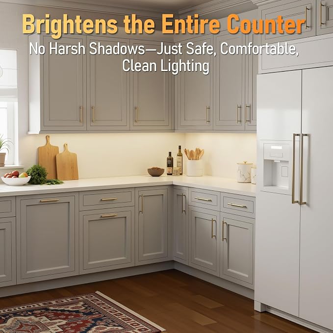 TORCHSTAR 2-Pack Ultra-Slim LED Under Cabinet Lighting Fits 18" Cabinets | 5CCT, Hardwired & Plug-in, 12W 900LM, 120V CRI90 Linkable Dimmable Thin Under Counter Lights for Kitchen, ETL T24, White