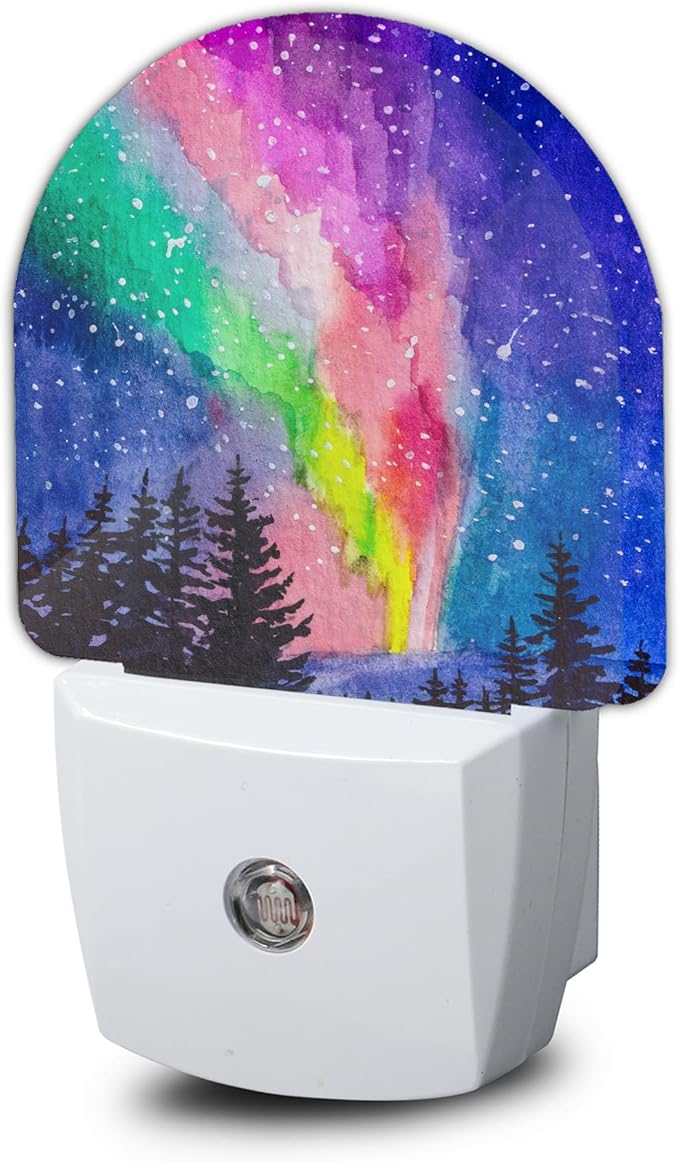 Northern Lights Night Light, Winter Forest Night Lights Plug Into Wall Light for Home Indoor Staircase Kitchen Corridor