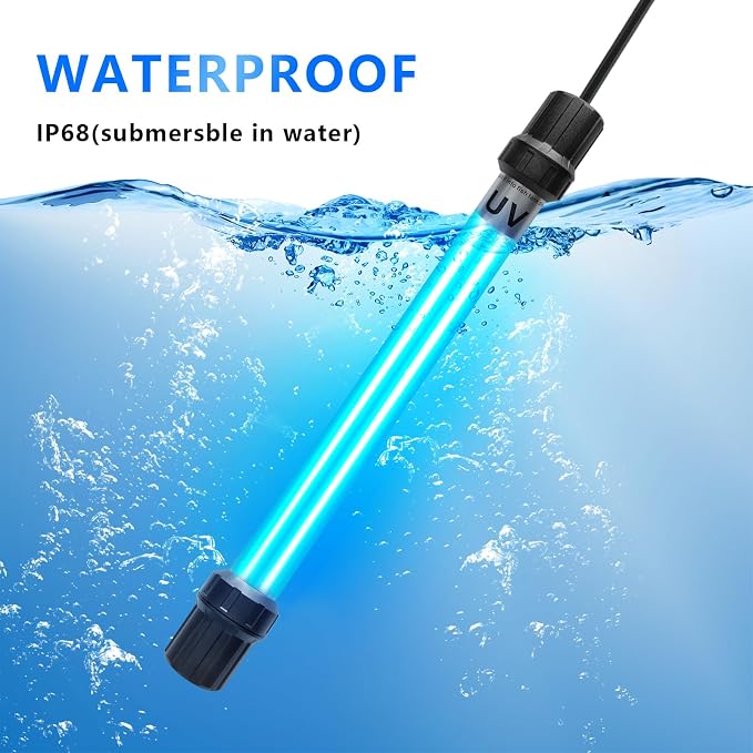 32W Aquarium UV Light for 200-3000 Gallon, Pond UV Light with 17FT Cord | UV Pond Water Clarifier for Koi Pond, Swimming Pool, Spa, Large Fish Tank, Cold Plunge UV Light for Pond Algae Control