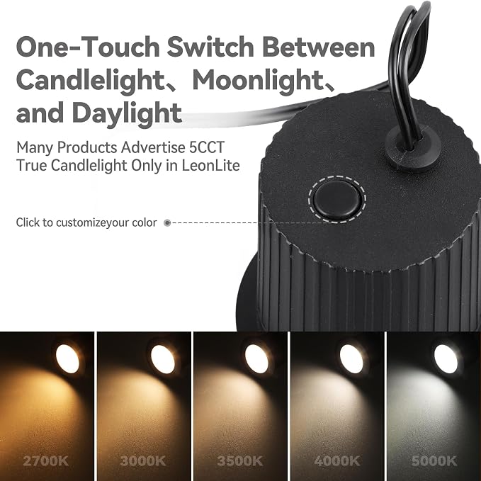 LEONLITE 6-Pack 7W 5CCT Well Lights In Ground Outdoor, Black | 12-24V AC/DC, CRI90, IP67, 2700K/3000K/3500K/4000K/5000K, Low Voltage Garden Landscaping, Embedded Parts Included, Aluminum