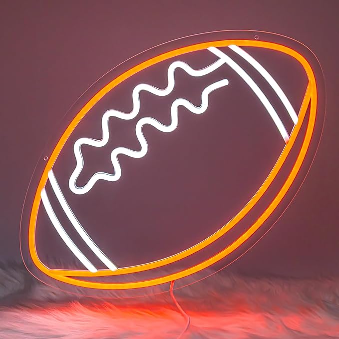 Football Neon Sign, Sport Neon Light Signs for Wall Decor, Football LED Light Up Wall Art for Man Cave, Teens, Boys, and Girls' Bedrooms, Game Room, Gift for Fans Teens (Football)