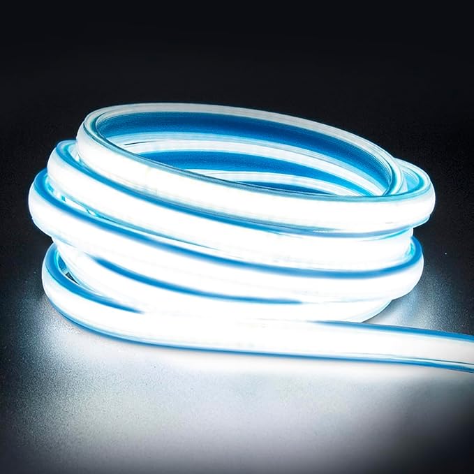 3m 120v COB LED Strip Light AC 110v LED Strip Lights Waterproof | 240LEDs Bright Cool White 6000K LED Outdoor Rope Light Cuttable for Bedroom Kitchen Under Cabinet Lighting