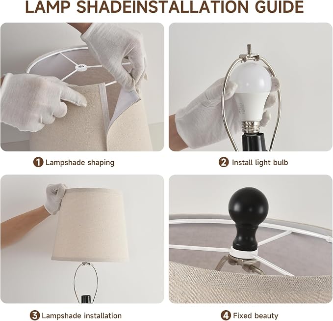Lamps Set of 2 Modern Farmhouse Table Lamp Bedside Reading Lamps Living Room End Tables Set Lamps for Night Stands Bedroom Night Lamp,High 26.25 Inch,Black,With Fabric Lamp Shade,Bulb Not Included