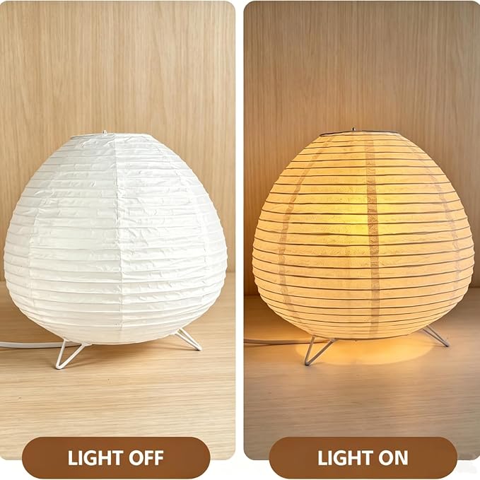 Small Paper Lamp, Japanese Lamp Lantern Table Lamp, Paper Table Lamp, Lantern Lamps for Desk Bedrooms Bedside Night Light (Raindrop)