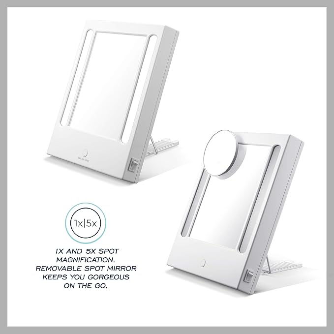 Conair Lighted Makeup Mirror, LED Vanity Mirror, 1X/5X Magnifying Mirror, Corded in Glossy White