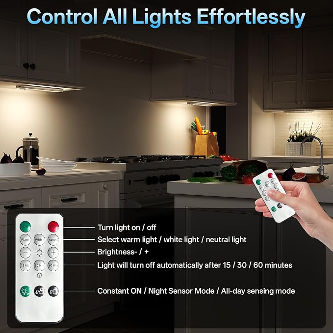 Under Cabinet Lighting with Charging Station,Battery Operated 6Pack | Motion Sensor Light Indoor with Remote,3color Dimmable Closet Light Rechargeable Wireless,Under Counter Lights for Kitchen