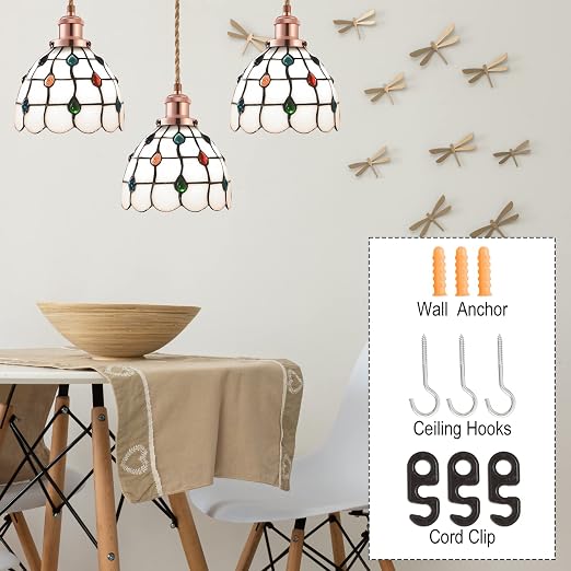 15.4ft Pendant Light Cord Kit, Industrial Vintage Plug in E26 Socket Hanging Light with Switch, Hemp Rope Hanging Light Fixture for Pendant Lamp Farmhouse Lamp Cable DIY
