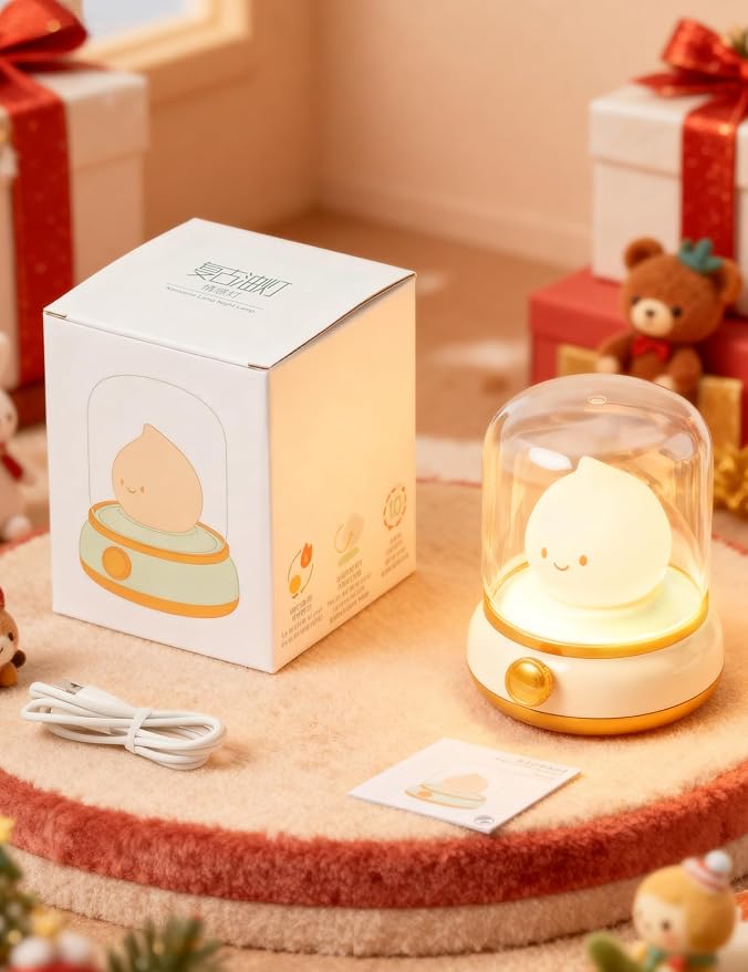 Night Light for Kids, Cute Desk Lamp, Kids Camping Essentials, Rechargeable | BANDIANCY Campfire Night Light, Dimmable Bedside Light for Bedroom, Ghost Flame, Portable, Kids Lantern, Gift for Girls Boys