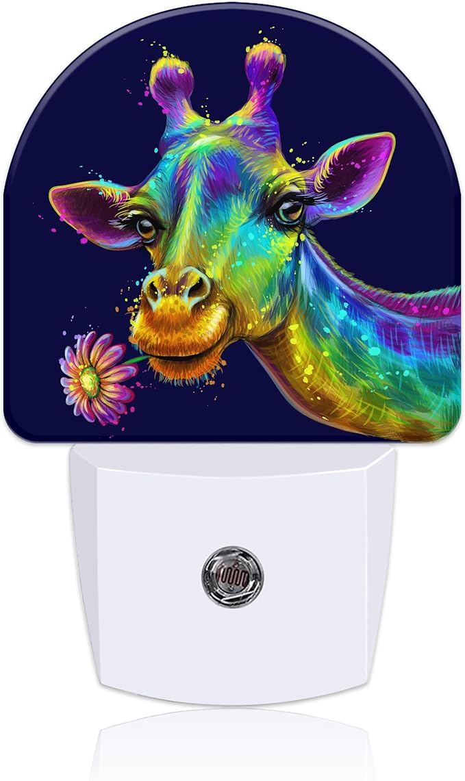 Night Light Plug into Wall Colorful Cute Giraffe with Flower Night Light with Dusk to Dawn Sensor Night Light for Kid Girls Boys Women Room Decor,Hallway,Kitchen,Bathroom,Nursery,Stairs