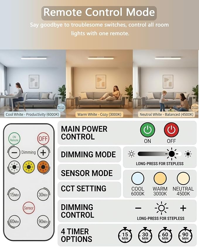 Under Cabinet Lighting,80LED Motion Sensor Light Indoor with Remote,2200mAh Rechargeable Closet Lights Wireless,Dimmable,3Color Temps,Magnetic Under Counter Lights for Kitchen,Stair, 2Pack