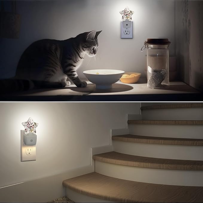 Vintage Flower Night Lights Plug into Wall with Dusk to Dawn Sensor,Lamp for Bedroom Bathroom Hallway Nightlight for Women Girls