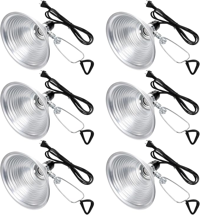 Macarrie 6 Pcs Adjustable Clamp Lamp Light with Aluminum Reflector Up to 150 Watt (No Bulb Included) E26 Socket SPT-2 18awg 6FT Cord (8.5 Inch)
