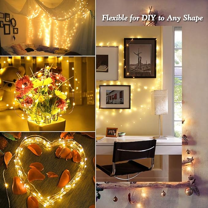 Brizled Solar Fairy Lights Outdoor, 2 Pack 200 LED 66FT Solar String Lights | 8 Mode; Warm White; Waterproof; Twinkle Solar Powered Lights Outside Starry Mini Light String for Christmas Garden Party Tree